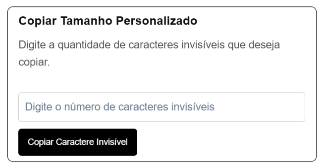Copiar espaco invisivel Tamanho Personalizado